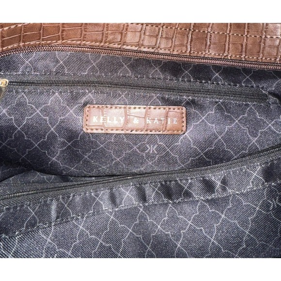 Kelly & Katie Brown Faux Alligator Leather Tote Bag Purse Shopper - Picture 5 of 6